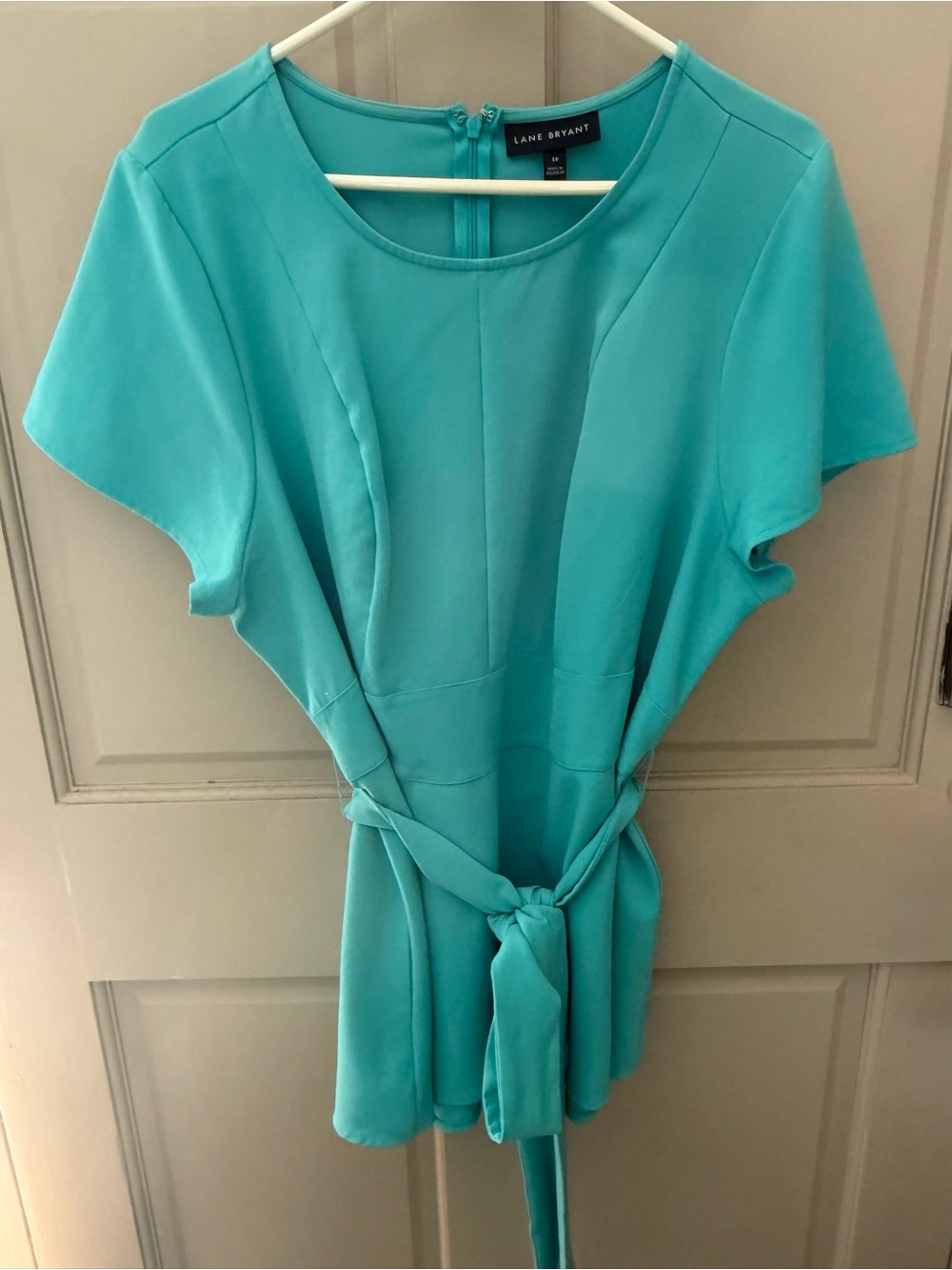 Lane Bryant Teal Tie-Front Short Sleeve Tunic